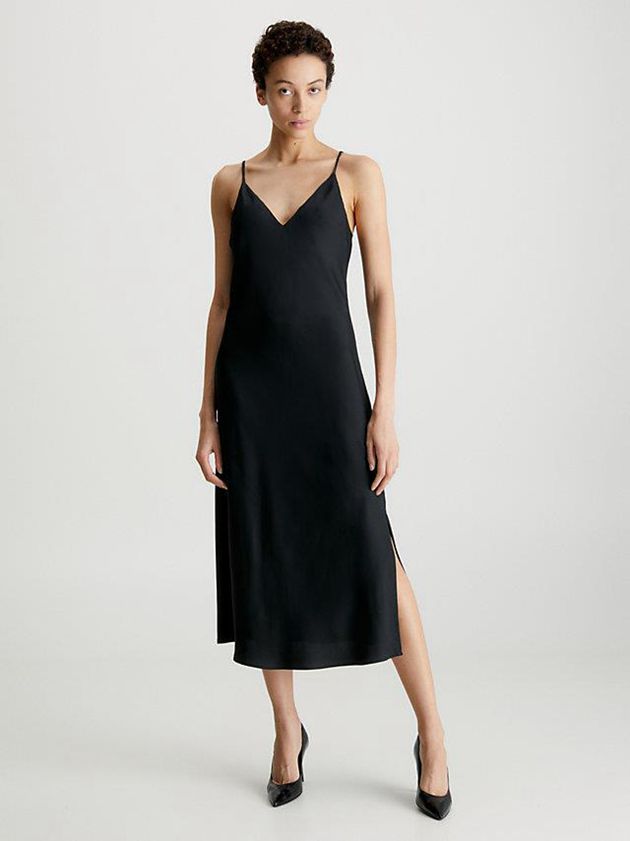 Calvin Klein USA Slim Midi Slip Womens Dress Black 7109632-ZC